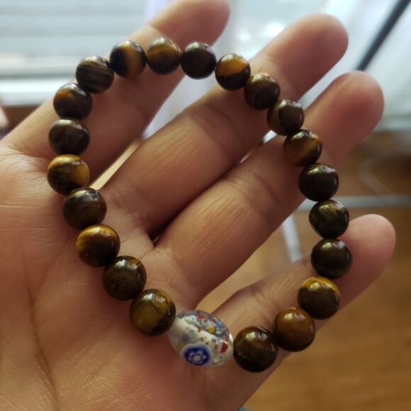 New Unisex Tiger Eye Bead Prote tion Yoga Mefitation Bra elet - Picture 3 of 3